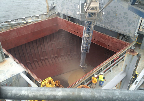 Pacific Navigation vessel Atlantic Veracruz loads rough rice in the Port of Lake Charles this week as Louisiana rice farmers continue to export their harvest to the Mexican market.